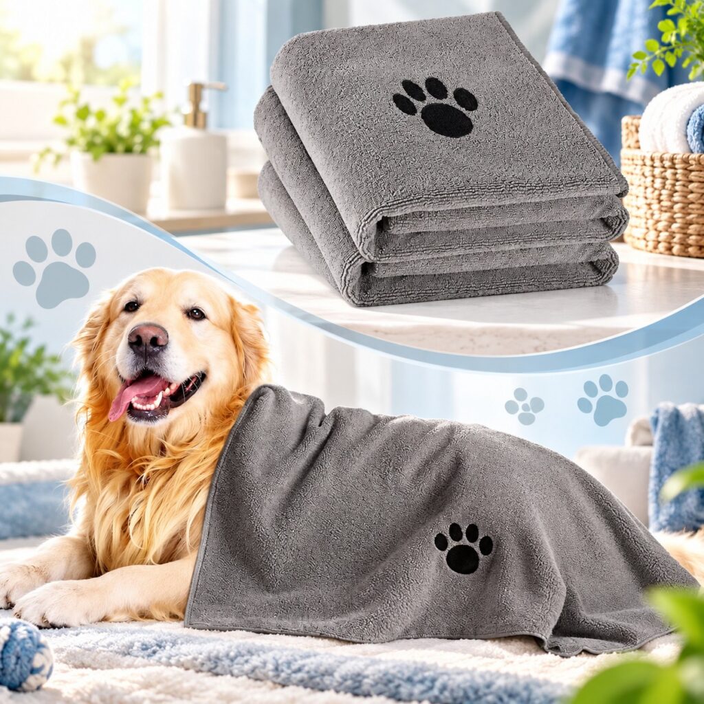 Microfiber Dog Towels for Drying Dogs, Super Absorbent and Soft Pet Towels for Doodles
